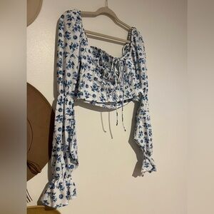 Tie Front Bell Sleeve Top